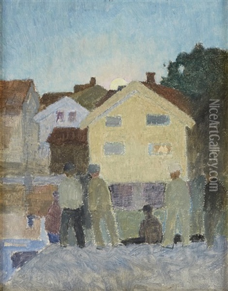 Soluppgang I Fiskelaget Oil Painting - Carl Wilhelm Wilhelmson