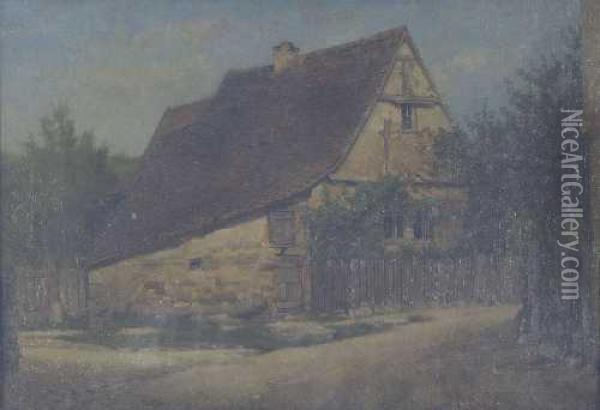 Bauernhaus Am Strasenrand Oil Painting - Adolf Chelius