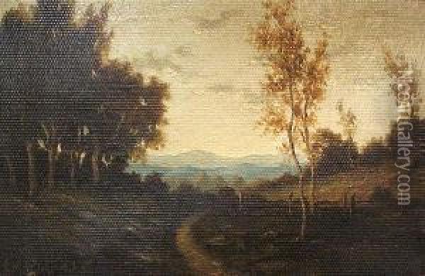 A Wooded Landscape With Mountains Beyond Oil Painting - Ida Maria Podchernikoff