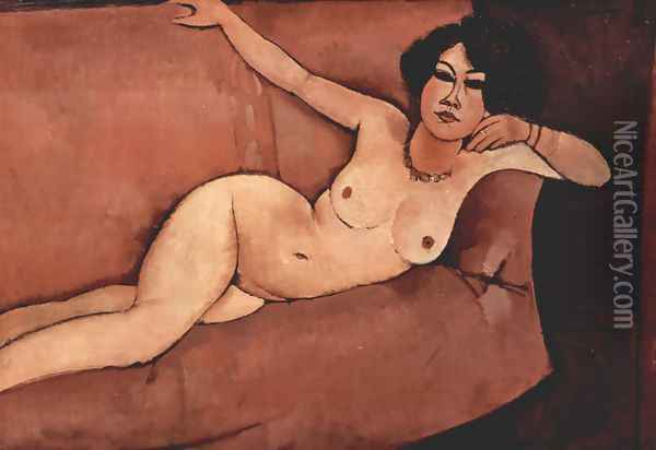 Act on a sofa (Almaiisa) Oil Painting - Amedeo Modigliani