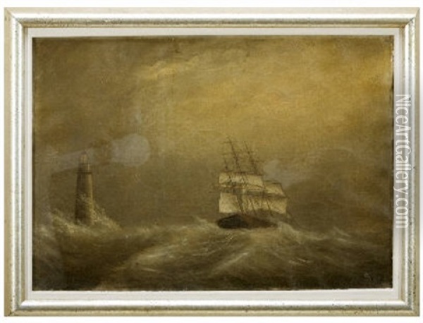 Minot's Light, Northeast Gust (+another; Pair) Oil Painting - Clement Drew