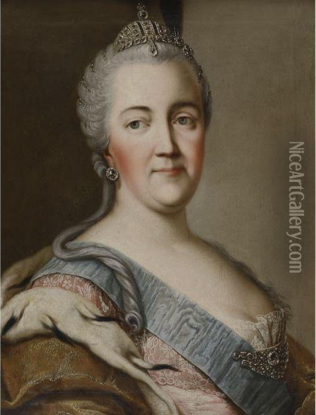 Portrait Of Catherine The Great Oil Painting - Vigilius Eriksen