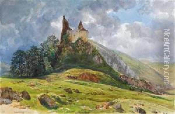 Ruine Schachenstein In Thorlin Der Steiermark Oil Painting - Thomas Ender