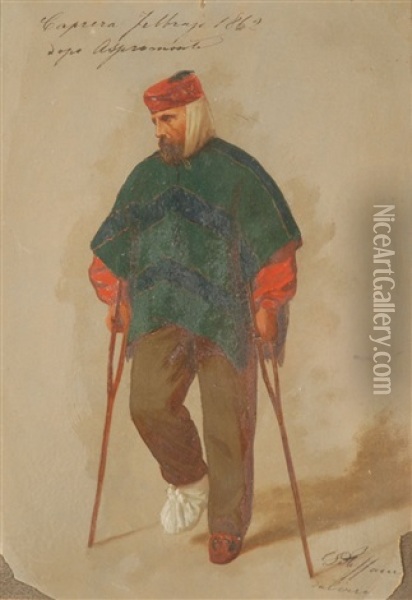 Ritratto Di Garibaldi Dal Vero. Caprera, Febbraio. Dopo Aspromonte Oil Painting - Luigi Steffani