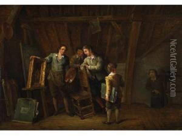Die Jungen Maler Auf Demdachboden Oil Painting - Willem Pouwelsen