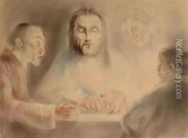 Christ At Emmaus Oil Painting - Han Van Meegeren
