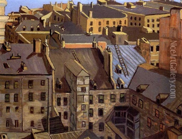 Roof Tops, Quebec City Oil Painting - Sir Frederick Grant Banting