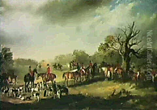 The Meet Of The York And Ainsty Hunt At Red House Wood,     On Tuesday 1st November 1842 With The Master, Mr. Ralph Oil Painting - John Ferneley Jr.