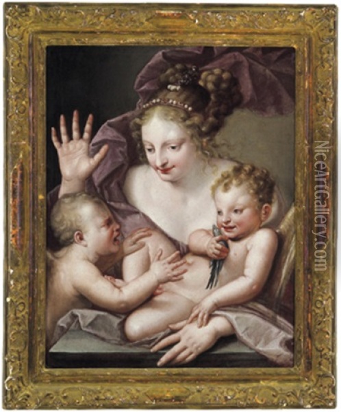 Venere, Cupido E Anteros: Venus, Amor Und Anteros Oil Painting - Marco Liberi