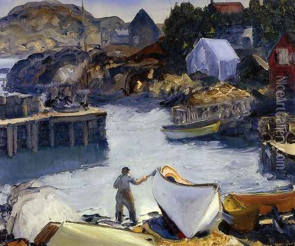 Cleaning His Lobster Boat Oil Painting - George Wesley Bellows