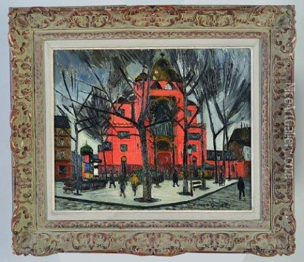 la Place Des Abbesses Et Saint-jean Oil Painting - Alfred Dunet