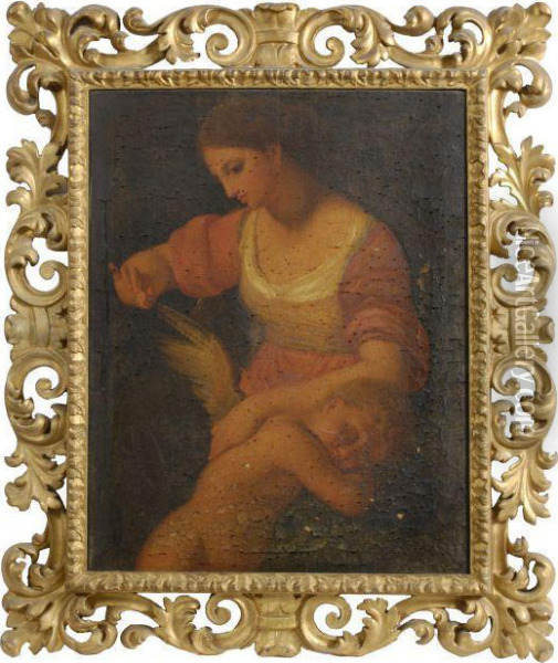Maiden And Cherub Oil Painting - Lodovico Carracci