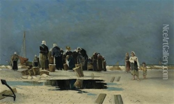 Frauen Am Meeresufer Oil Painting - Philip Lodewijk Jacob Frederik Sadee