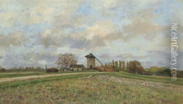 Paysage Au Moulin Oil Painting - Pierre Emmanuel Eugene Damoye