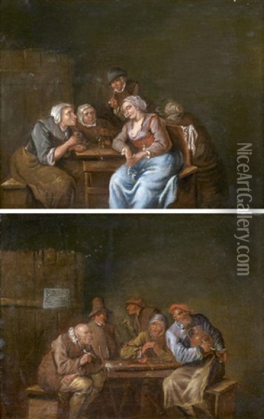 Interieurs De Taverne (pair) Oil Painting - Egbert van Heemskerck the Elder