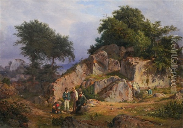 Landscape Near Blekingen, Evening Oil Painting - Ludwig Heinrich Theodor (Louis) Gurlitt