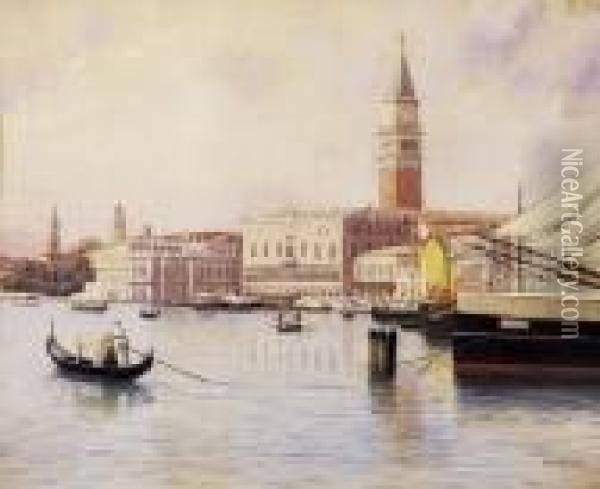 Venice From The Sea Oil Painting - Jeno, Eugene Koszkol