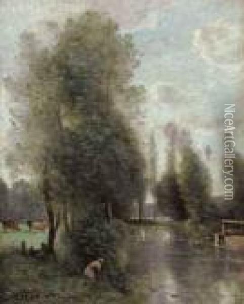 La Vanne Oil Painting - Jean-Baptiste-Camille Corot