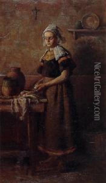 Breton Girl Oil Painting - Charles Curran