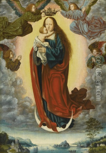 The Virgin And Child In Glory Oil Painting - Quentin Massys the Elder