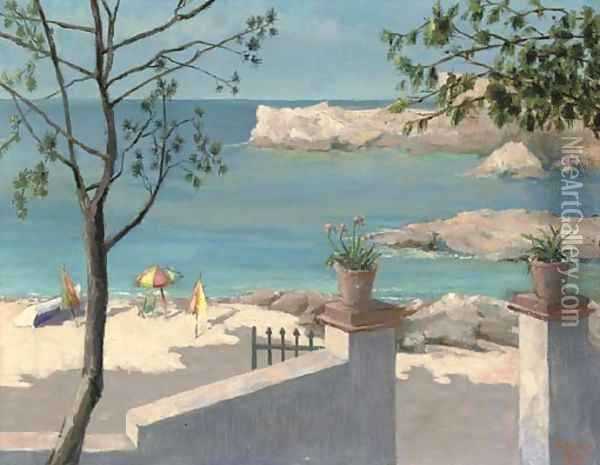 A secluded beach Oil Painting - English School