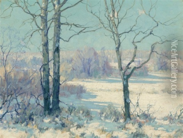 Winter Afternoon, Connecticut Oil Painting - Maurice Braun