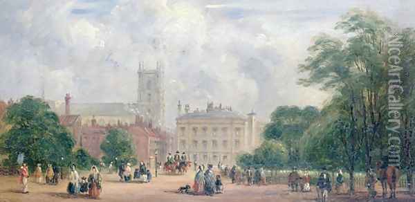 Fitzroy Square, London Oil Painting - George James Rowe