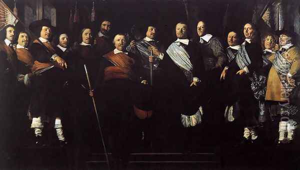 Officers and Standard-Bearers of the Old Civic Guard 1657 Oil Painting - Caesar Van Everdingen