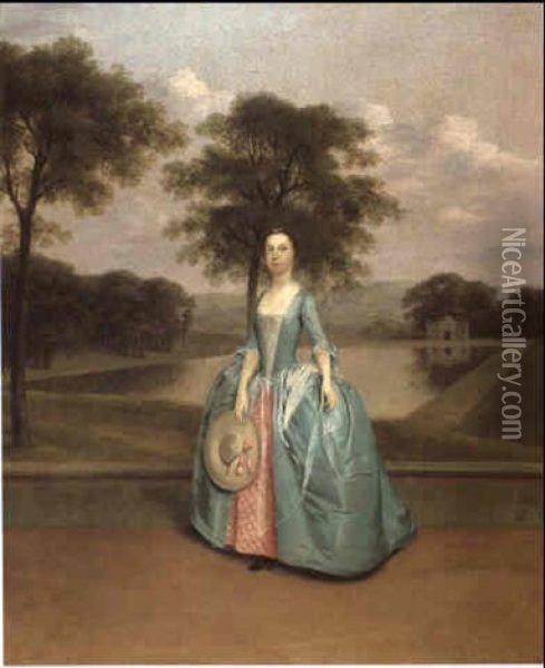 Portrait Of Miss Warden Of Cuckfield Park, Sussex Oil Painting - Arthur Devis
