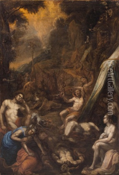Moses Errichtet Die Eherne Schlange (+ Mose Und Aaron Im Lager Der Israeliten; 2 Works) Oil Painting - Hans Rottenhammer the Elder