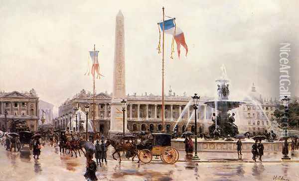 A View of the Place de la Concorde Oil Painting - Ulpiano Checa y Sanz