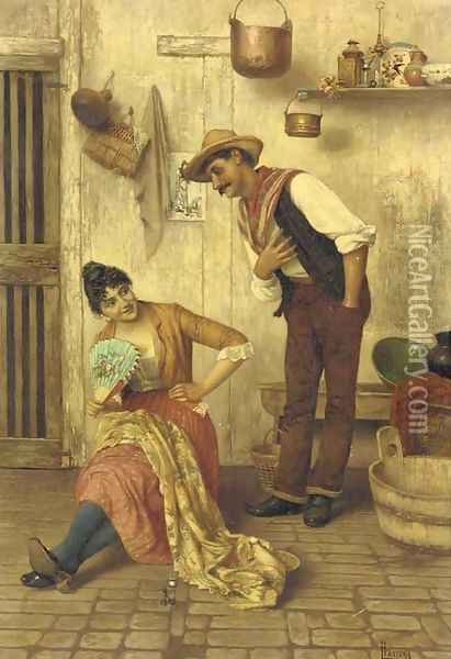 The Courtship Oil Painting - Luigi Pastega