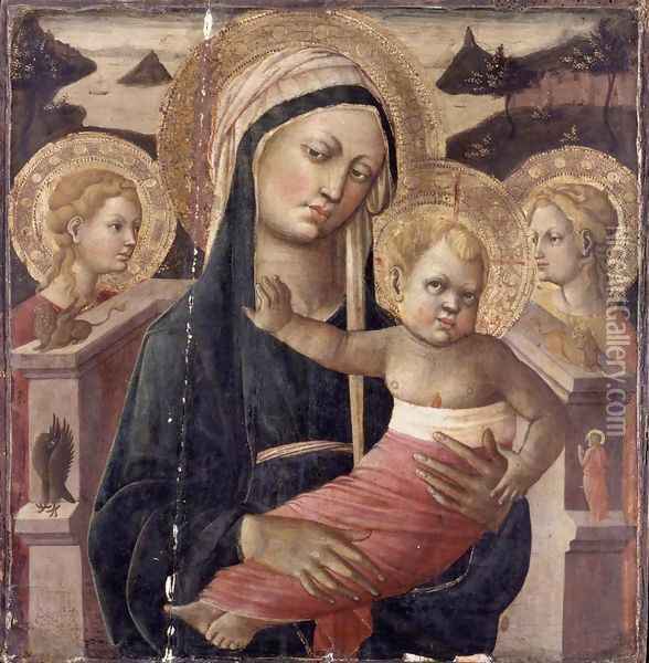 Madonna and Child Enthroned Oil Painting - Giovanni di ser Giovanni Guidi (see Scheggia)