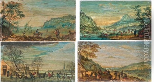 Die Vier Jahreszeiten (set Of 4) Oil Painting - Louis Chalon