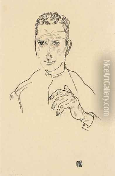 Brustbild eines jungen Mannes Oil Painting - Egon Schiele