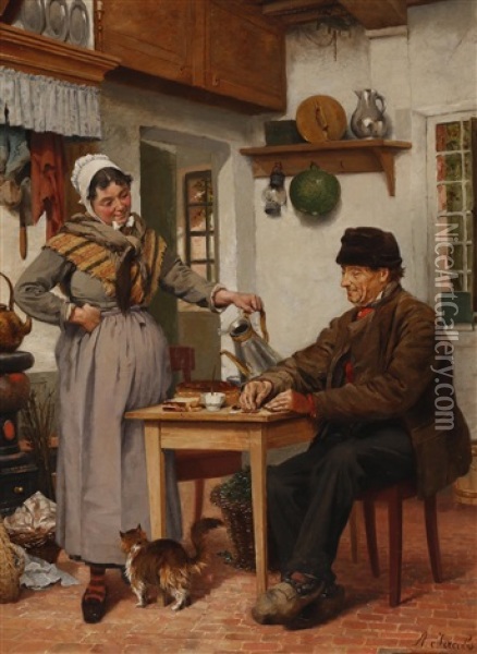 Kaffeepause Oil Painting - Adolphe Jacobs