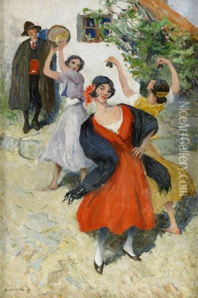 Dansande Spanjorskor Oil Painting - Allan Osterlind