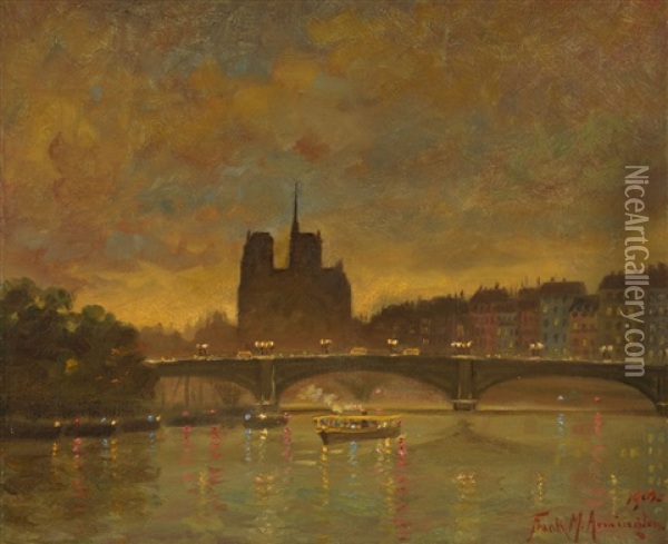 Pont Royal, Paris Oil Painting - Frank Milton Armington