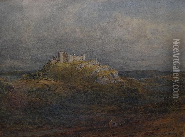 Welsh Landscape With Castle On A Hill Oil Painting - Thomas Danby