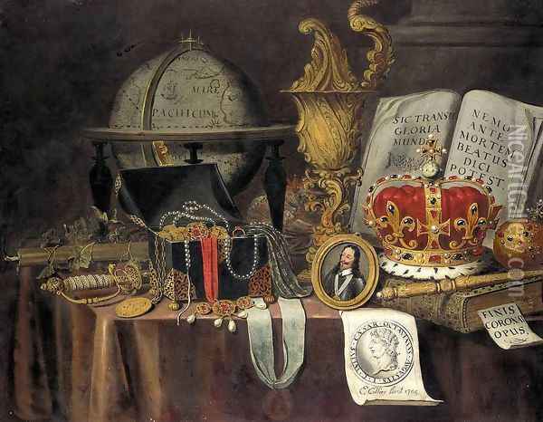Vanitas Still-Life 1705 Oil Painting - Edwart Collier