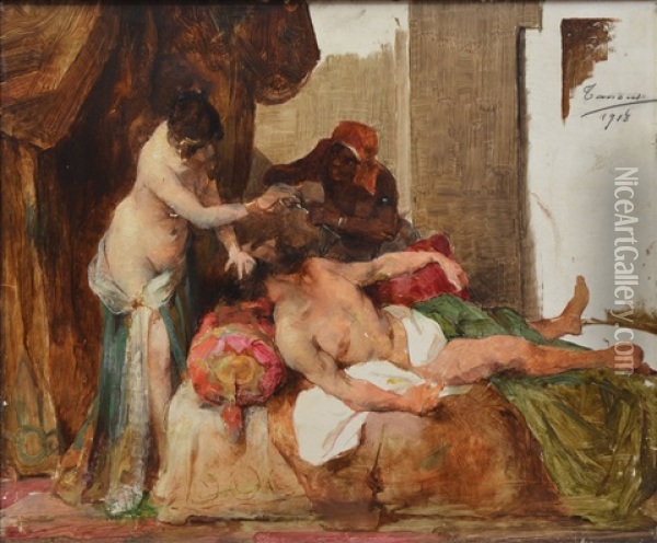 Samson Et Dalila Oil Painting - Henri Adrien Tanoux