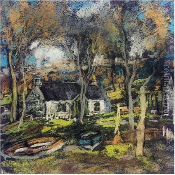 The Ferryman's Cottage; Three Scenes At Portincaple Oil Painting - James Kay