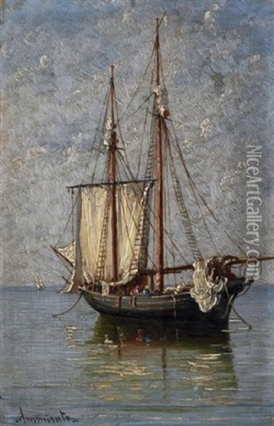 Fischerboot Auf Ruhiger See Oil Painting - Domenico Ammirato