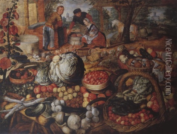Grosses Obst- Und Gemusestilleben Oil Painting - Joachim Beuckelaer
