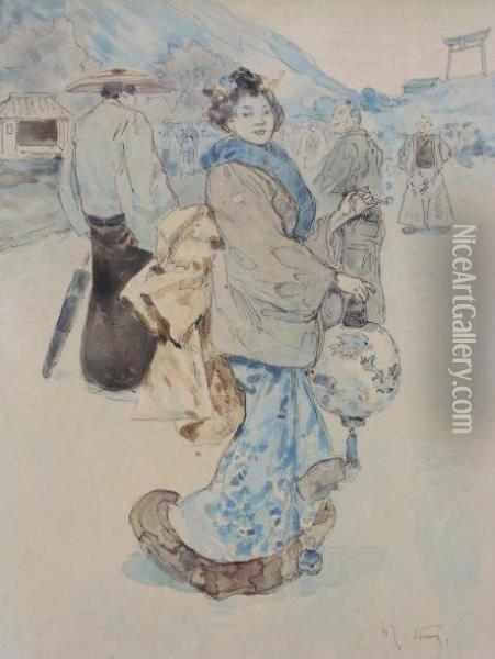 Japonaise Oil Painting - Henry Somm