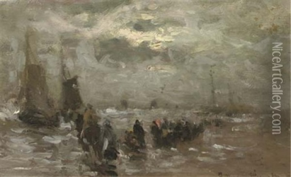 On The Beach Oil Painting - Gerhard Arij Ludwig Morgenstjerne Munthe