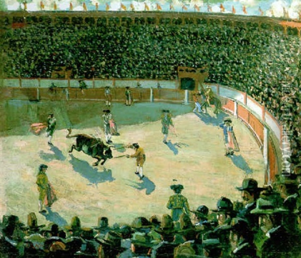 The Bullfight Oil Painting - Ernest Lawson