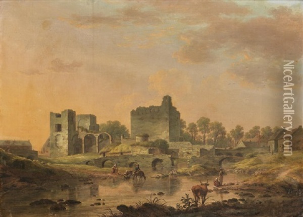 Views Of Maynooth Castle (2) Oil Painting - William Ashford