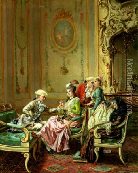 The Young Gallant Oil Painting - Francois Brunery