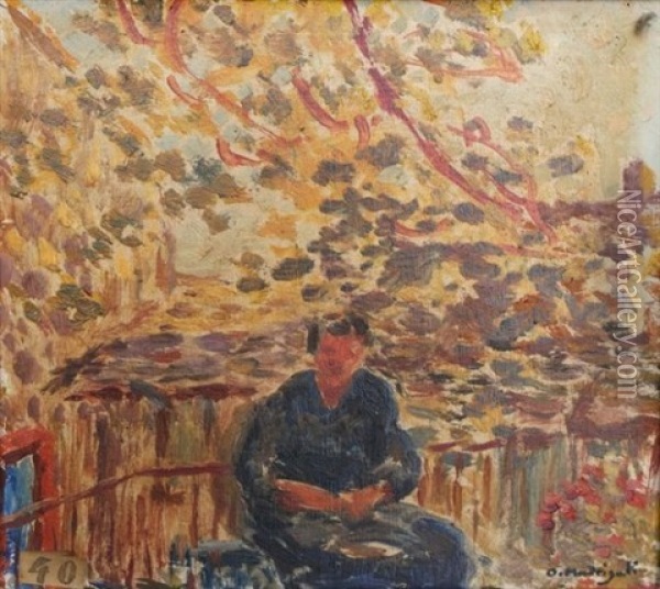 Rue De L'huile A Bastia, Corse Oil Painting - Olynthe Madrigali